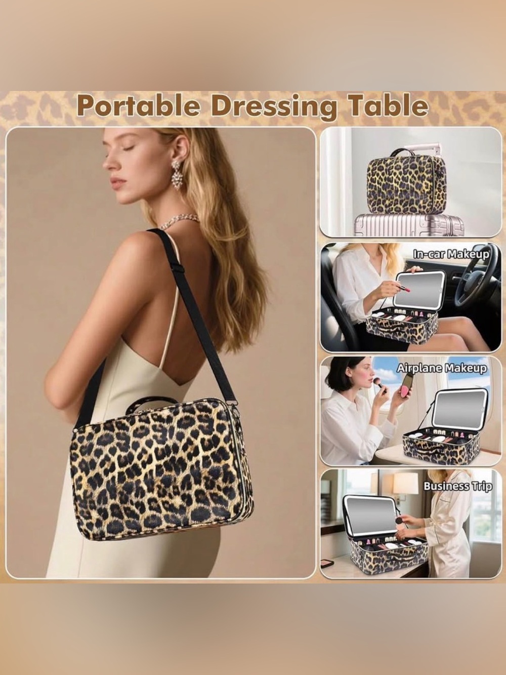 NEW 15''X11'' Large Travel Makeup Bag with LED mirror & Adjustable Dividers - Picture 3 of 6